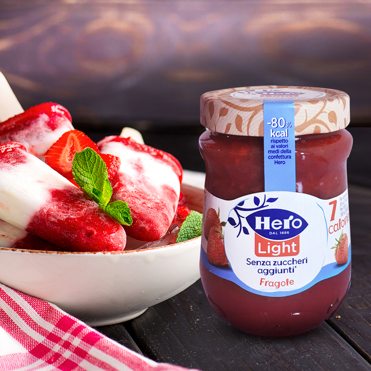 Gelato con Hero Light Fragole e yogurt greco