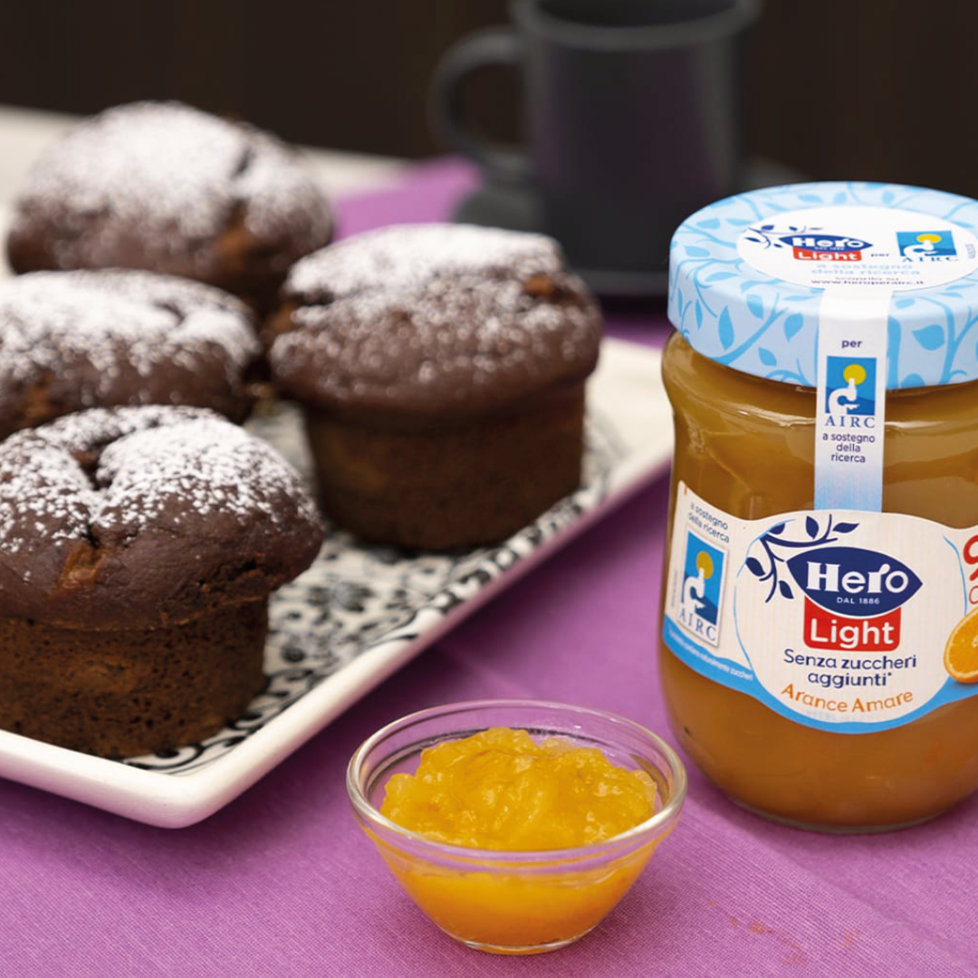  Muffin light al cacao con cuore di marmellata Hero Light Arance amare